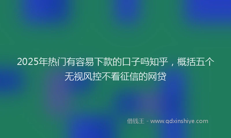 2025年热门有容易下款的口子吗知乎，概括五个无视风控不看征信的网贷