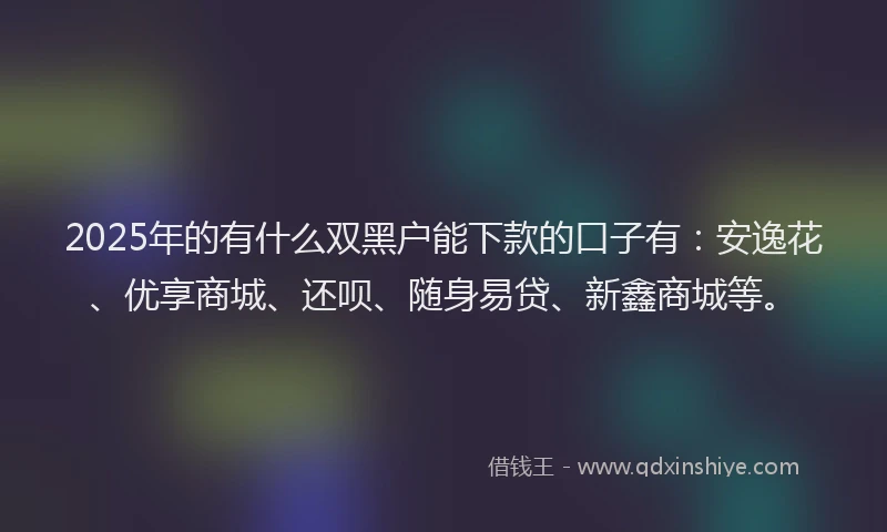 2025年的有什么双黑户能下款的口子有：安逸花、优享商城、还呗、随身易贷、新鑫商城等。