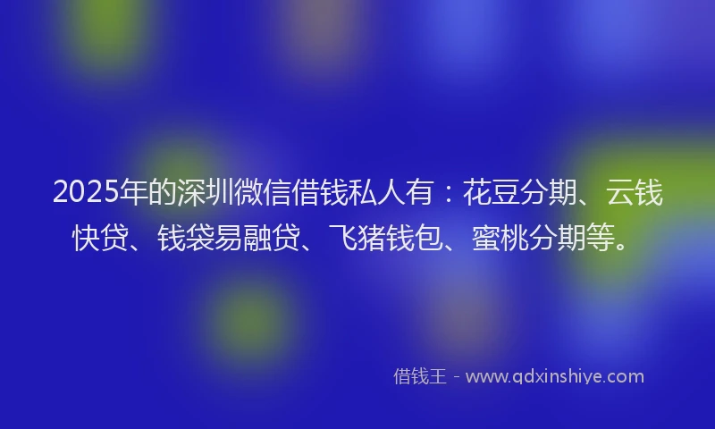 2025年的深圳微信借钱私人有：花豆分期、云钱快贷、钱袋易融贷、飞猪钱包、蜜桃分期等。
