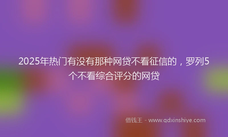 2025年热门有没有那种网贷不看征信的，罗列5个不看综合评分的网贷