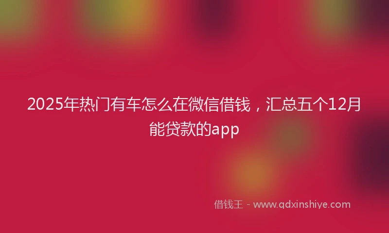 2025年热门有车怎么在微信借钱，汇总五个12月能贷款的app