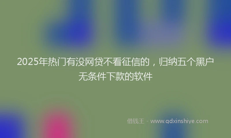 2025年热门有没网贷不看征信的，归纳五个黑户无条件下款的软件
