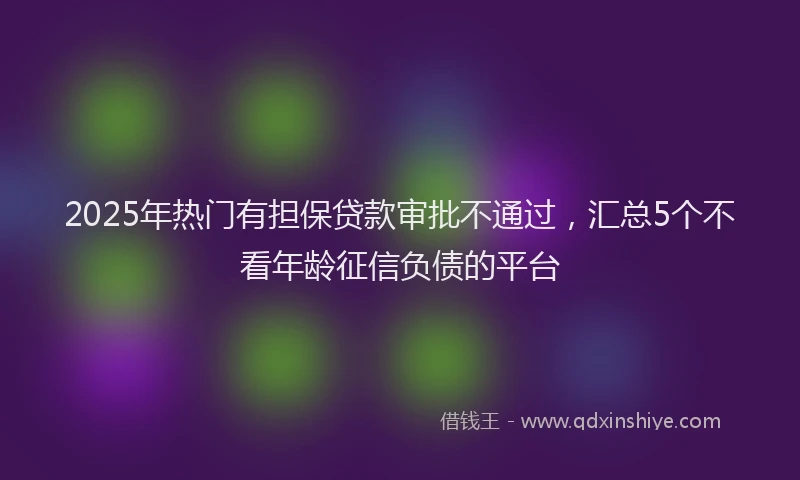 2025年热门有担保贷款审批不通过，汇总5个不看年龄征信负债的平台