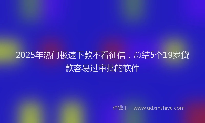 2025年热门极速下款不看征信，总结5个19岁贷款容易过审批的软件