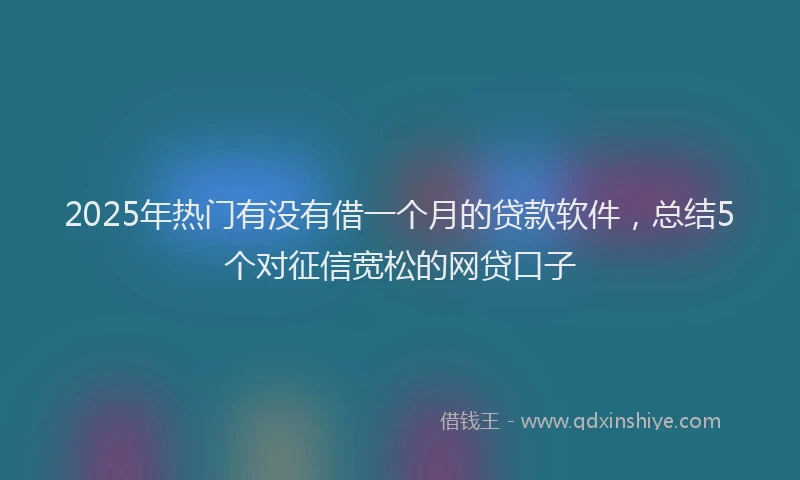 2025年热门有没有借一个月的贷款软件，总结5个对征信宽松的网贷口子