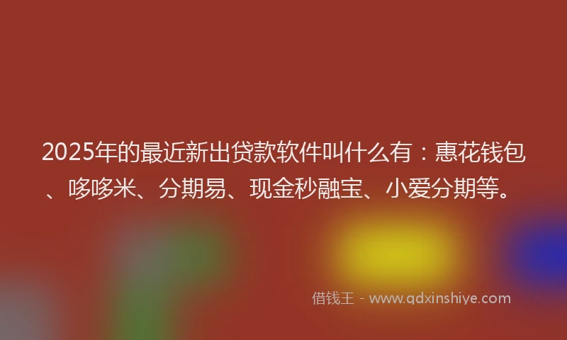 2025年的最近新出贷款软件叫什么有：惠花钱包、哆哆米、分期易、现金秒融宝、小爱分期等。
