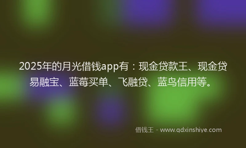 2025年的月光借钱app有：现金贷款王、现金贷易融宝、蓝莓买单、飞融贷、蓝鸟信用等。