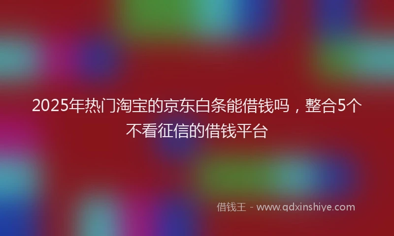 2025年热门淘宝的京东白条能借钱吗，整合5个不看征信的借钱平台