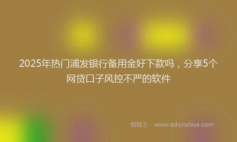 2025年热门浦发银行备用金好下款吗，分享5个网贷口子风控不严的软件