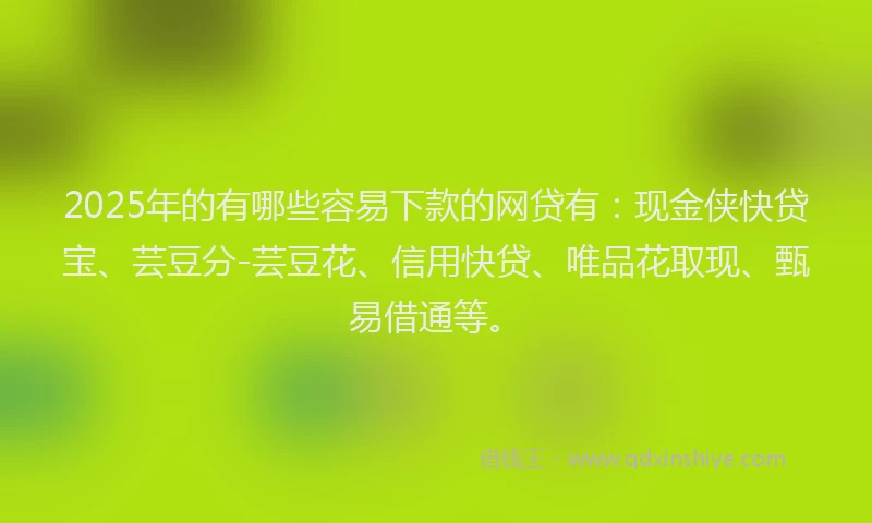 2025年的有哪些容易下款的网贷有：现金侠快贷宝、芸豆分-芸豆花、信用快贷、唯品花取现、甄易借通等。