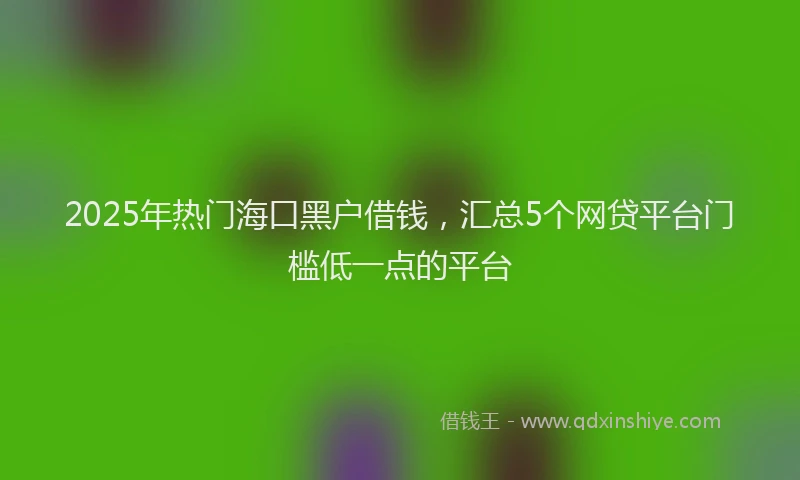 2025年热门海口黑户借钱，汇总5个网贷平台门槛低一点的平台