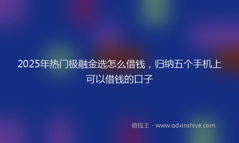 2025年热门极融金选怎么借钱，归纳五个手机上可以借钱的口子