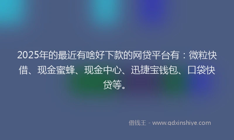 2025年的最近有啥好下款的网贷平台有：微粒快借、现金蜜蜂、现金中心、迅捷宝钱包、口袋快贷等。