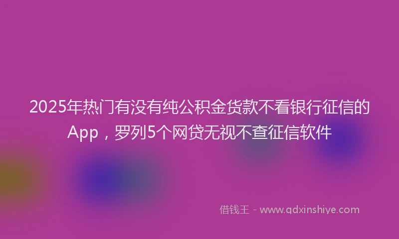 2025年热门有没有纯公积金货款不看银行征信的App，罗列5个网贷无视不查征信软件