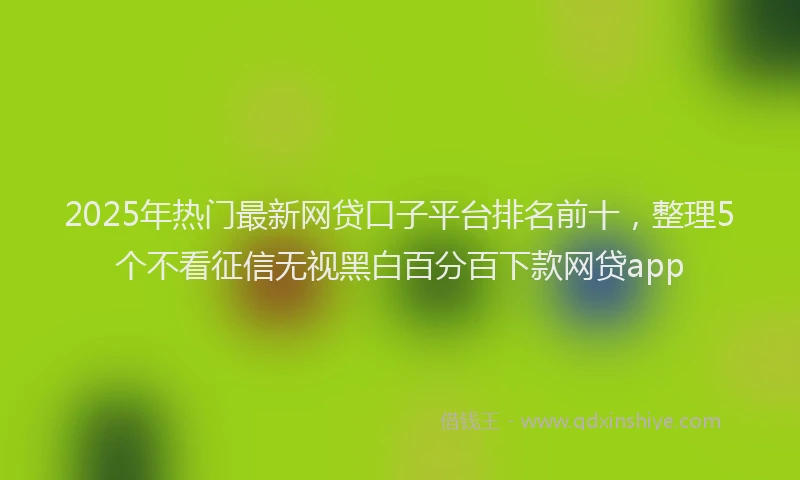 2025年热门最新网贷口子平台排名前十，整理5个不看征信无视黑白百分百下款网贷app