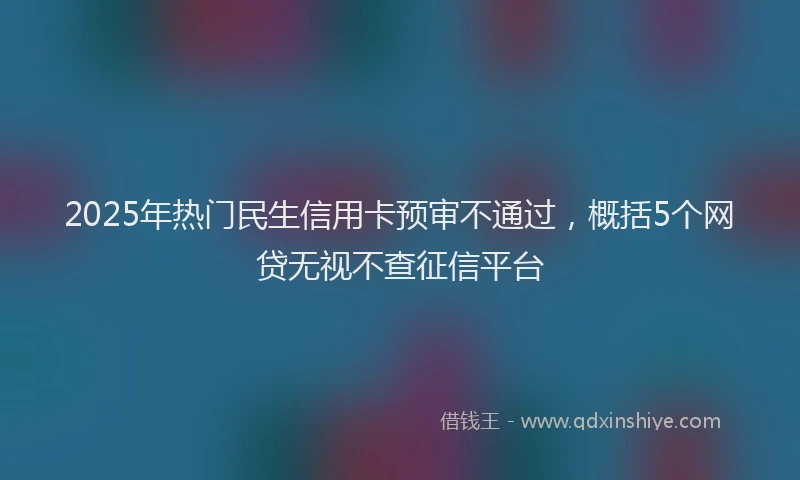 2025年热门民生信用卡预审不通过，概括5个网贷无视不查征信平台