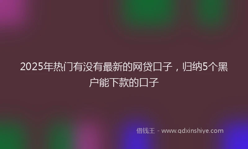 2025年热门有没有最新的网贷口子，归纳5个黑户能下款的口子