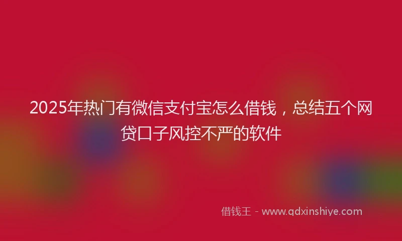 2025年热门有微信支付宝怎么借钱，总结五个网贷口子风控不严的软件