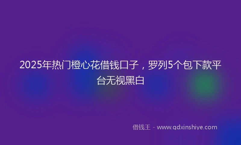 2025年热门橙心花借钱口子，罗列5个包下款平台无视黑白