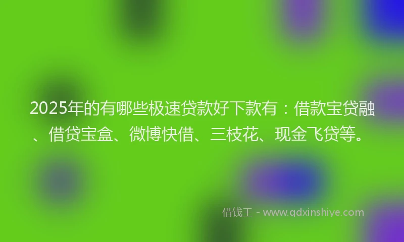 2025年的有哪些极速贷款好下款有:借款宝贷融、借贷宝盒、微博快借、三枝花、现金飞贷等。