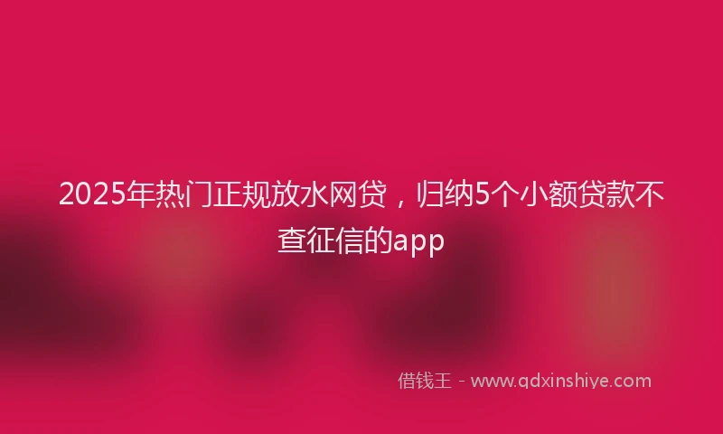 2025年热门正规放水网贷，归纳5个小额贷款不查征信的app