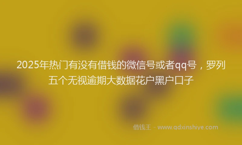 2025年热门有没有借钱的微信号或者qq号，罗列五个无视逾期大数据花户黑户口子