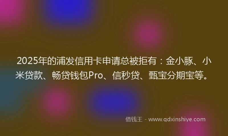 2025年的浦发信用卡申请总被拒有：金小豚、小米贷款、畅贷钱包Pro、信秒贷、甄宝分期宝等。