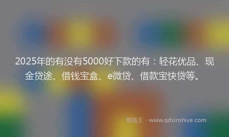 2025年的有没有5000好下款的有：轻花优品、现金贷途、借钱宝盒、e微贷、借款宝快贷等。