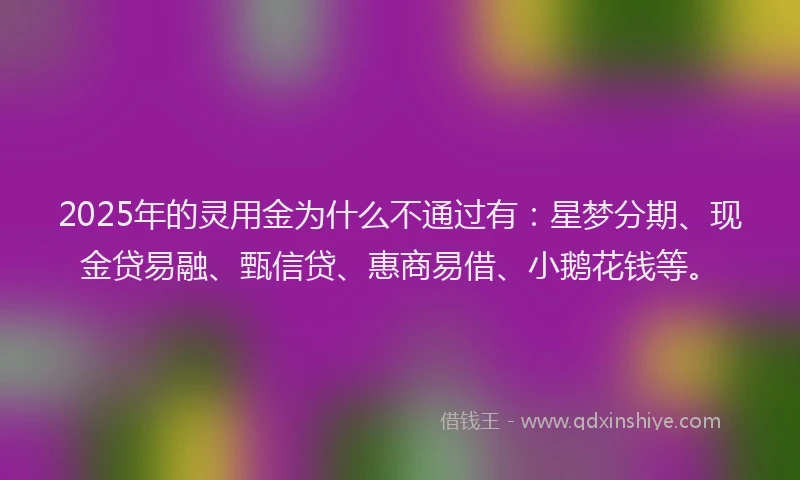2025年的灵用金为什么不通过有：星梦分期、现金贷易融、甄信贷、惠商易借、小鹅花钱等。