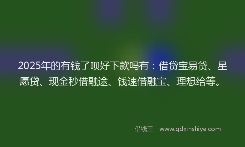 2025年的有钱了呗好下款吗有：借贷宝易贷、星愿贷、现金秒借融途、钱速借融宝、理想给等。
