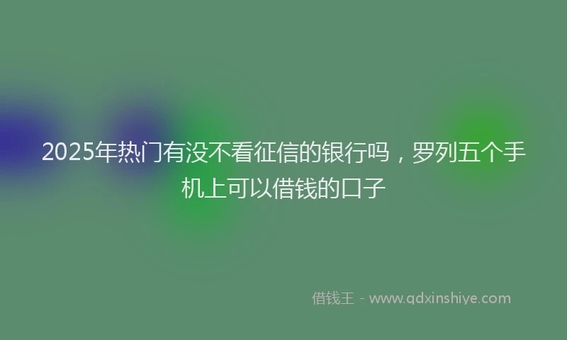 2025年热门有没不看征信的银行吗，罗列五个手机上可以借钱的口子