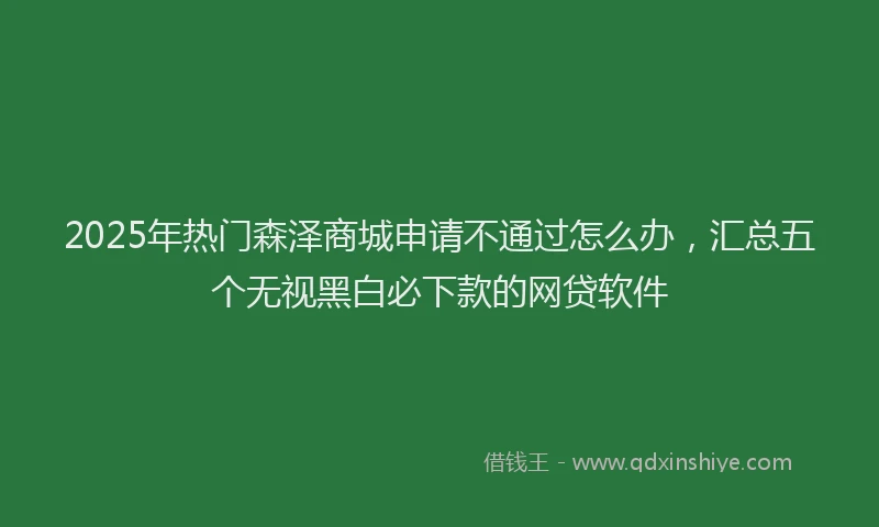 2025年热门森泽商城申请不通过怎么办,汇总五个无视黑白必下款的网贷软件