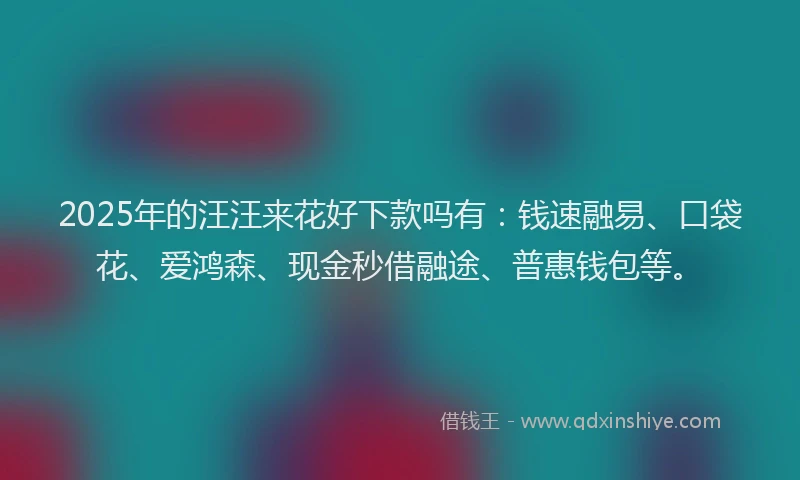 2025年的汪汪来花好下款吗有：钱速融易、口袋花、爱鸿森、现金秒借融途、普惠钱包等。
