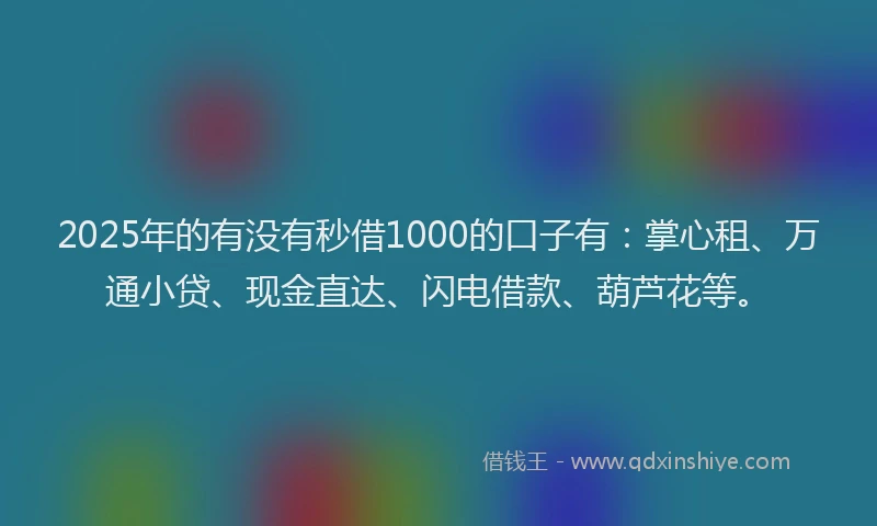 2025年的有没有秒借1000的口子有:掌心租、万通小贷、现金直达、闪电借款、葫芦花等。