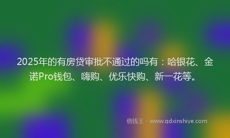 2025年的有房贷审批不通过的吗有：哈银花、金诺Pro钱包、嗨购、优乐快购、新一花等。