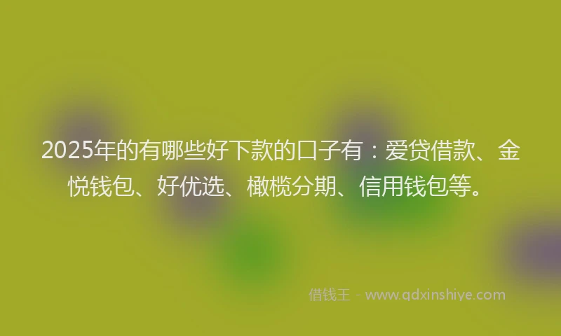 2025年的有哪些好下款的口子有：爱贷借款、金悦钱包、好优选、橄榄分期、信用钱包等。