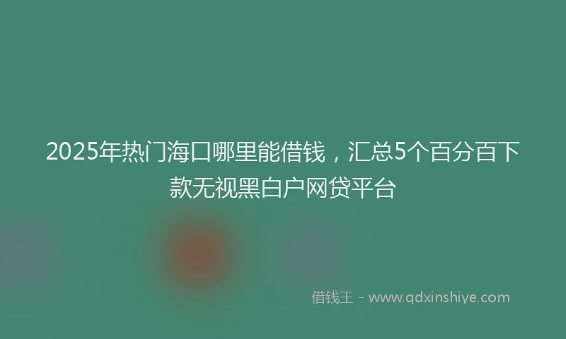 2025年热门海口哪里能借钱，汇总5个百分百下款无视黑白户网贷平台