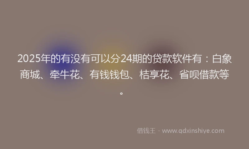 2025年的有没有可以分24期的贷款软件有:白象商城、牵牛花、有钱钱包、桔享花、省呗借款等。