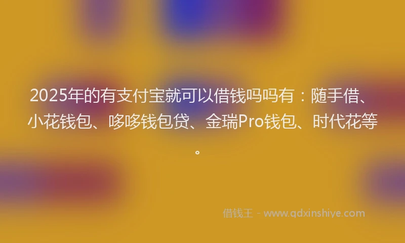2025年的有支付宝就可以借钱吗吗有：随手借、小花钱包、哆哆钱包贷、金瑞Pro钱包、时代花等。