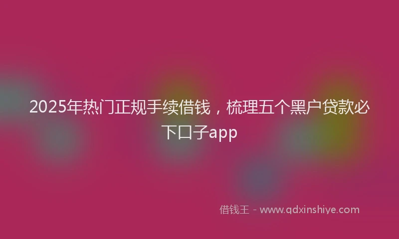 2025年热门正规手续借钱，梳理五个黑户贷款必下口子app