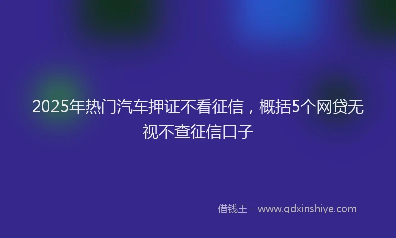 2025年热门汽车押证不看征信，概括5个网贷无视不查征信口子
