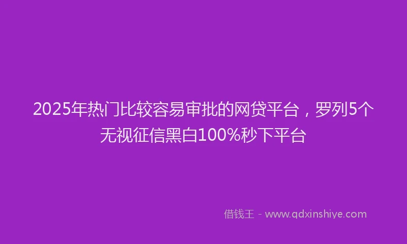 2025年热门比较容易审批的网贷平台,罗列5个无视征信黑白100%秒下平台
