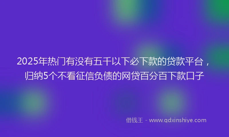2025年热门有没有五千以下必下款的贷款平台，归纳5个不看征信负债的网贷百分百下款口子
