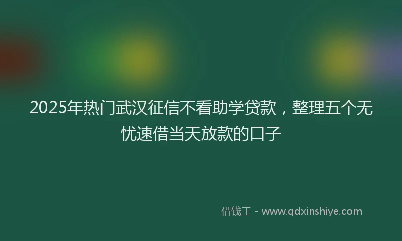 2025年热门武汉征信不看助学贷款，整理五个无忧速借当天放款的口子
