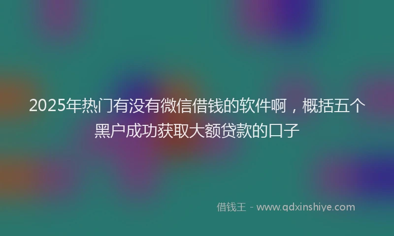 2025年热门有没有微信借钱的软件啊，概括五个黑户成功获取大额贷款的口子