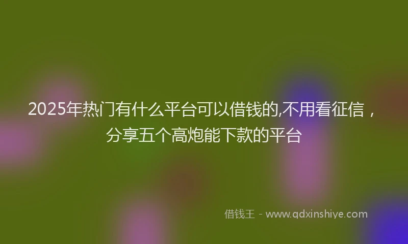 2025年热门有什么平台可以借钱的,不用看征信，分享五个高炮能下款的平台