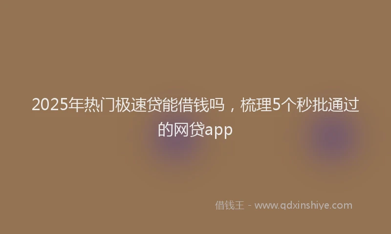 2025年热门极速贷能借钱吗,梳理5个秒批通过的网贷app