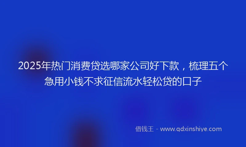 2025年热门消费贷选哪家公司好下款，梳理五个急用小钱不求征信流水轻松贷的口子