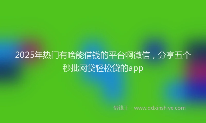 2025年热门有啥能借钱的平台啊微信，分享五个秒批网贷轻松贷的app