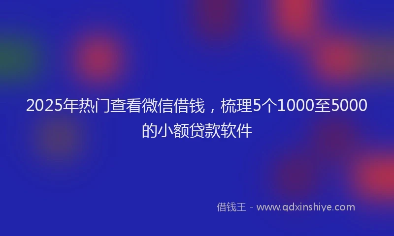 2025年热门查看微信借钱,梳理5个1000至5000的小额贷款软件